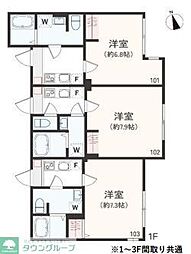 アザーレ・ナッジ伊勢原 1Kの間取図画像