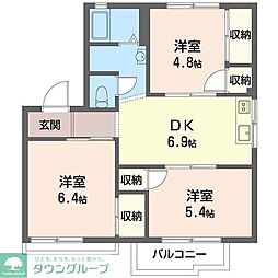 フィルイン2 3DKの間取図画像