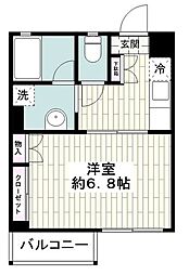 クリビア湘南 1Kの間取図画像