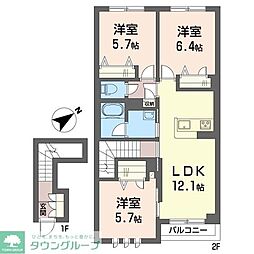 フリージュ 3LDKの間取図画像