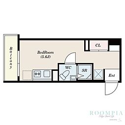 LOTUS TOGOSHIGINZA 3階ワンルームの間取り