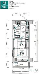 ＸＥＢＥＣ長原 7階1DKの間取り