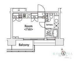 カスタリア戸越 11階ワンルームの間取り
