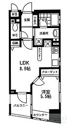 プライムアーバン中目黒2 1DKの間取図画像