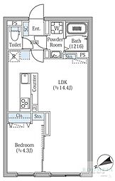 エスジーコート学芸大学 1LDKの間取図画像