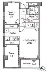 カスタリア目黒 1SLDKの間取図画像