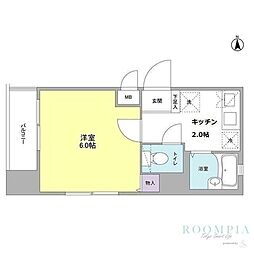 ロワール島津山南 1Kの間取図画像