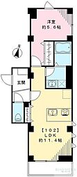 ヴェルデブラッツァ等々力 1LDKの間取図画像
