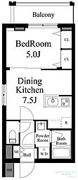 ParkWoods戸越公園 1DKの間取図画像