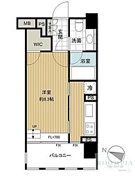 イクサージュ目黒 1Kの間取図画像