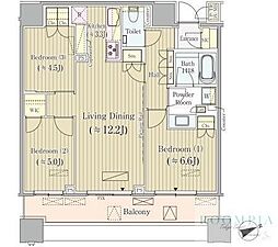ブリリアタワーズ目黒サウスレジデンス 3LDKの間取図画像