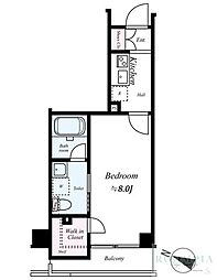 クレヴィスタ西馬込 1Kの間取図画像