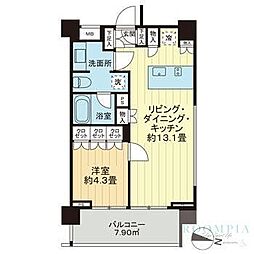 イクサージュ目黒 1LDKの間取図画像