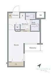 ロイヤルガーデン品川 1Kの間取図画像