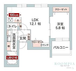 アオテラス目黒 1LDKの間取図画像