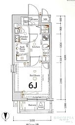 XEBEC中延 1Kの間取図画像