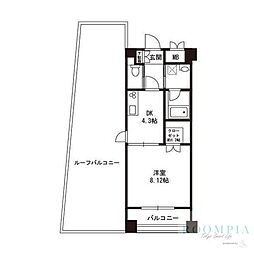 ソルフェージュ 1Kの間取図画像
