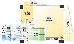 ブライトタワーラフェスト天王寺東 2LDKの間取図画像