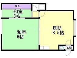 第3池田ハイツ 2LDKの間取図画像