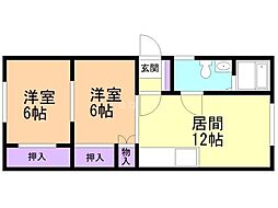 コーポ太洋 2LDKの間取図画像