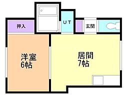 第3パレス日成 1DKの間取図画像