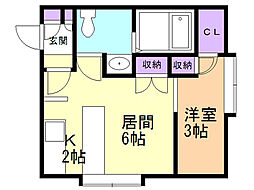 VillaGarden32 1LDKの間取図画像