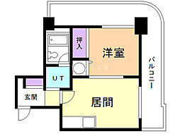 アルファスクエア麻生 1DKの間取図画像