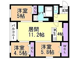 インフィニティN22E1 3LDKの間取図画像