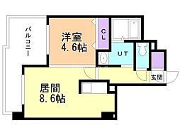 S-FORT北大前 1LDKの間取図画像