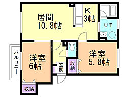 フラワーコート75 2LDKの間取図画像