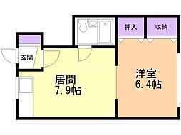マンション常盤 1DKの間取図画像