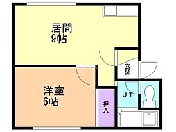 アーバン新川 1LDKの間取図画像