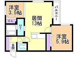 precious kita24 2LDKの間取図画像