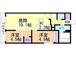 グランベル 2LDKの間取図画像