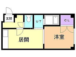 セサミハウスアザブ 1DKの間取図画像