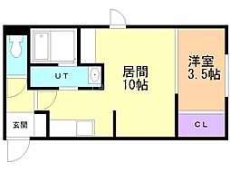 札幌市東区北二十四条東3丁目アパート 1LDKの間取図画像