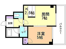 グランデ・ドール 1DKの間取図画像