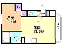 ウィングアベニュー 1LDKの間取図画像