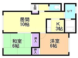 エスポワールA 2LDKの間取図画像