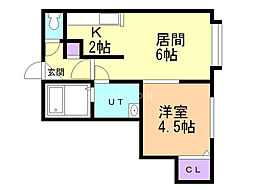 カーサ・セティーモ 1LDKの間取図画像