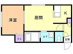 コーポ向日葵 1DKの間取図画像