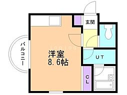 ルナリラーレ麻生 ワンルームの間取図画像
