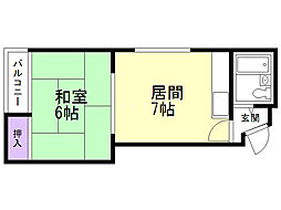第2藤井マンション 1DKの間取図画像