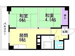 アルファスクエア北13条 2LDKの間取図画像