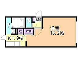 麻生アクアリオ 1Kの間取図画像