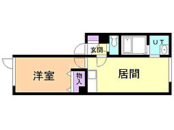 プリミエールウエスト 1LDKの間取図画像