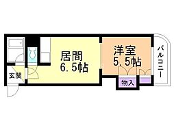 クレセント細川北25条 1DKの間取図画像