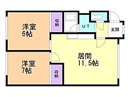 ハイツ小笠B 2LDKの間取図画像