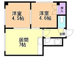 広和ハイツ23 2DKの間取図画像