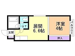 ルナハイツ札幌 1DKの間取図画像